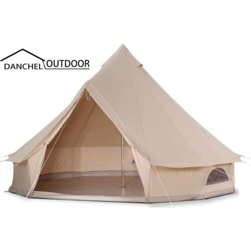 D&R 3 Metter 10 Feet Diameter Canvas Bell Tent Outdoor All Season Sun Shade Travel Glamping Tipi Waterproof Family Camping 3M