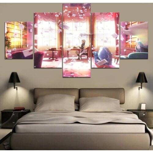 Violet Evergarden Anime Modern Painting Canvas Wall Art 5 Piece Canvas Wall Art Painting HD Print Canvas For Living Room Artwork