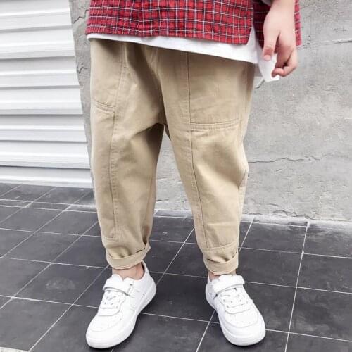 BABY Boys cotton overalls 3-11 years old Spring and Autumn Cotton Trousers boy pants overalls Pure color stitching pants