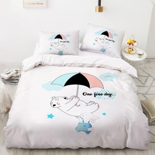 Animal Cartoon Kids Bedding set for children baby girls Duvet cover set pillow case Bed linens Quilt cover 140x200 colour