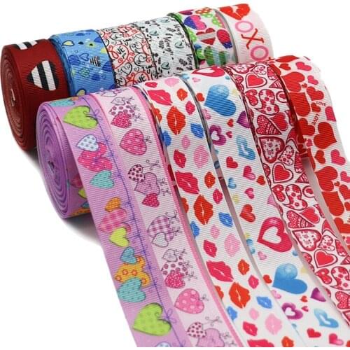5 Yards 1" 22MM Grosgrain Ribbon Love Valentines Day Printed Ribbon For Hair Bows DIY Crafts Handmade Accessories Y2021010804