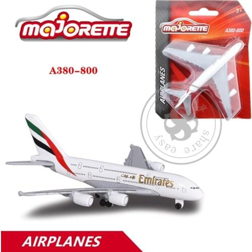 Majorette 1/64 Aeroplanes Series Car Emirates A380-800 Hot Pop Kids Toys Motor Vehicle Diecast Metal Model