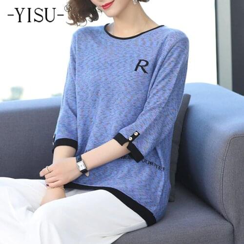 YISU Fashion Spring Womens clothing Sweater O-Neck Knitted Pullover Long sleeve 2021 New Thin Sweater Female Casual Jumper
