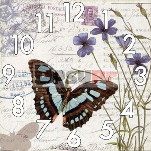 Dpsupr 5D Diamond Painting Kit With Clock Mechanism Cross stitch Full Square Round Diamond Embroidery Butterfly Mosaic Home G130