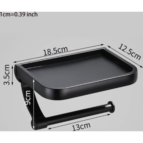 C5AD Wall Mounted Toilet Paper Roll Holder with Phone Shelf Aluminum Rustproof Tissue Holder Metal Bathroom Accessories