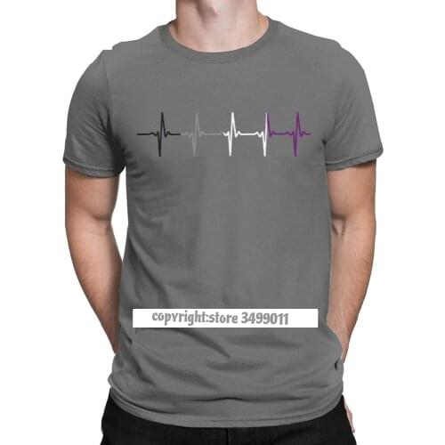 Novelty Asexual Pride Heartbeat Pulse Tshirts Men Premium Cotton Tops T Shirt Asexuality Lgbtq Ace Fitness Tees Camisas