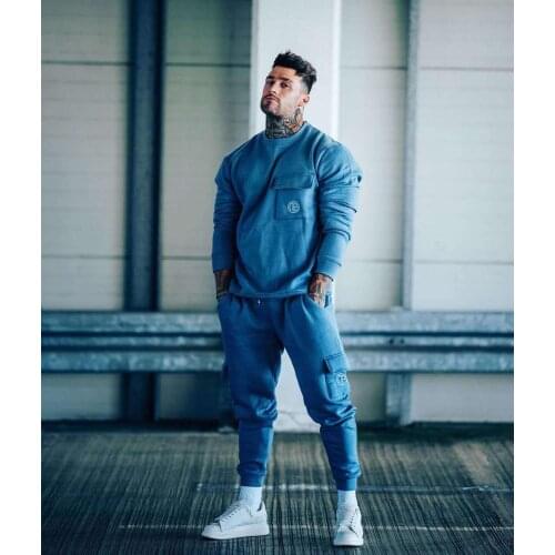 2020 Spring New Men Hoodies Pants 2Pcs/Sets Sweatshirt Sweatpants Male Gyms Fitness Tops Trousers Joggers Sportswear Tracksuits