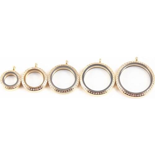 New Screw Stainless Steel Floating Locket Pendant With Rhinestone Living Memory Glass Locket Fathers Day Gift