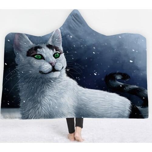 902 Printing Sherpa Throw Hooded Blanket Wearable Winter Warm Fleece Bedding Office Quilts Soft Adults Travel Hooded Blankets