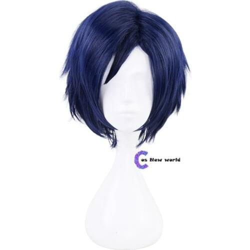 2020 My Hero Academia Iida Tenya Wig Boku No Short Blue Cosplay Wig Heat Resistant Cosplay Costume Wig with Wig Cap