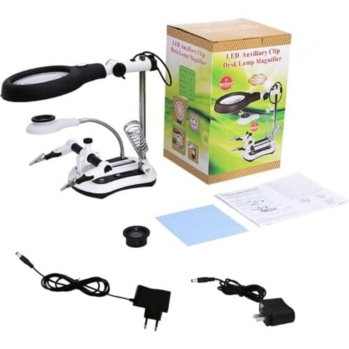 18 LED Light Helping Hands Soldering Magnifier Station with 4 Lens Multi Functional Welding Magnifying Glass Stand
