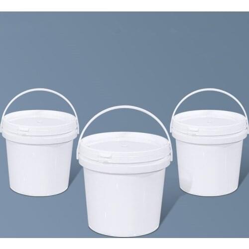Empty 2 liter Round bucket with handle and Lid Food Grade container Food Honey Painting Container Leakproof Bottle 5Pcs