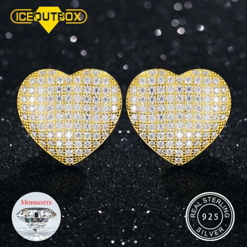 Luxury 925 Sterling Silver Earrings Moissanite Diamond Heart Earring For Women 2021 Fashion Trendy Jewelry Wedding Engament Gift