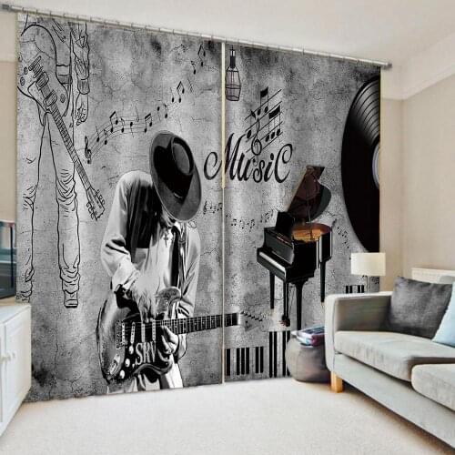Customized size Luxury Blackout 3D Window Curtains For Living Room New art music curtains personality curtains