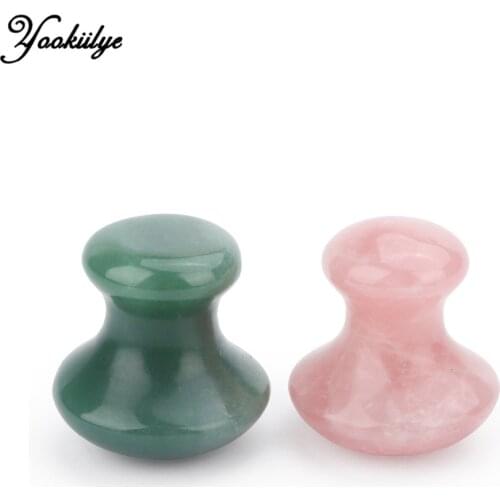 Rose Quartz Green Aventurine Mushroom-Shape Jade Gua Sha Guasha Scraping Massager for Spa Relax Massage Face-lift Anti-wrinkle