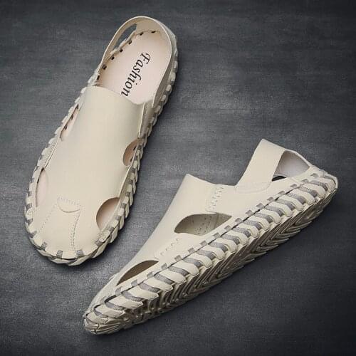 Sandalia Masculina Couro Sandalias Deportivas Roman Sandals Men Leather Genuine Sandel For Zandalias Hombre Beach Summer