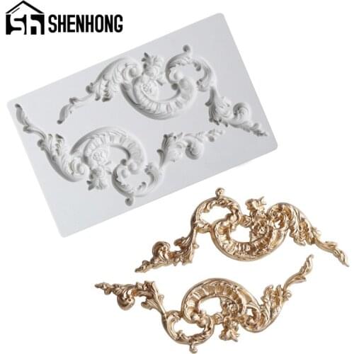 SHENHONG Cake Decorating Tool European Embossed Fondant Silicone Mold Relief Wedding Sugarcraft Pastry Mould Baking Tray