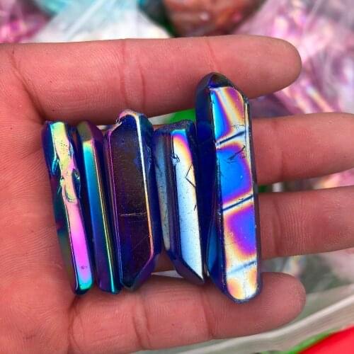Blue multicolor film halo quartz crystal bismuth silicon specimen