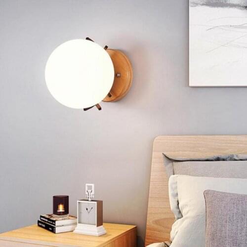Modern Wall Lamp Simple Corridor Stairway Gold Led Decor glass E27 Wall Lights Creative Bedroom Bedside Iron Glass Ball Lamp