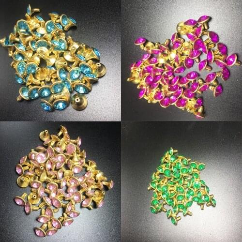 50sets 8mm Mix Color Crystal Rhinestone Gold Rivets Diamante Stud DIY Crafts Clothing Leather Decor Rebite Spikes Glass Button