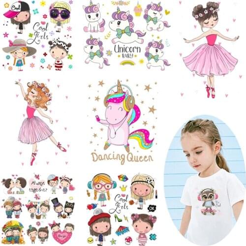 Nicediy DIY Iron On Transfer Ballet Girl Patches For Clothes Stripe Iron Heat Transfer Patch Sticker Thermal Cute Applique Badge