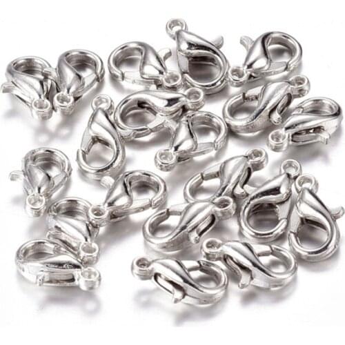 100pcs 12mm Alloy Lobster Claw Clasps for DIY Bracelet Necklace Jewelry Making Accessories Findings