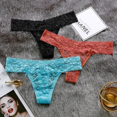Women Sexy Panties Thong Lace Lingerie T-Back Briefs Low-Rise Girls Underwear Underpants Transparent Tempting G-String Pants #F