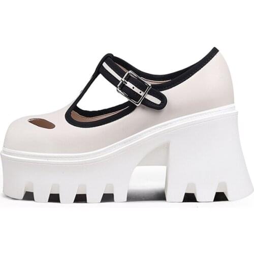 Black beige buckle strap round toe 8.5cm super high heels wedge streetwear fashion preppy style cozy women shoes HL348 MUYISEXI