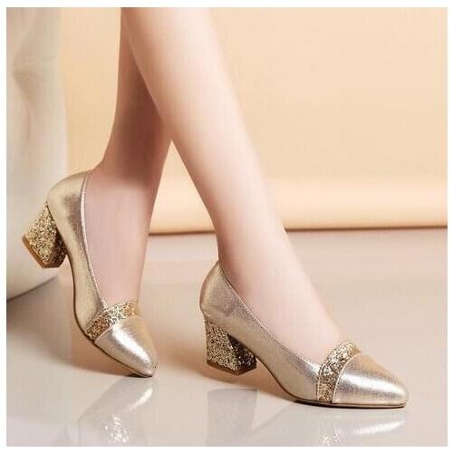 2021 womens high heels sweet style high heels sequins pointed spring and autumn shoes size 34 -41