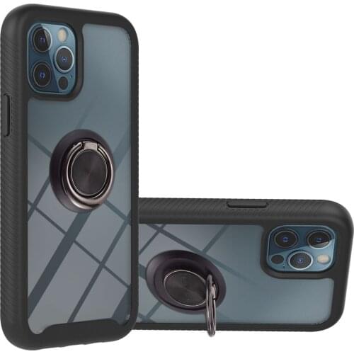 Zeallion For iPhone SE 2020 12 Mini 12 Pro Max 11 6 7 8 Clear Cover Double Layer Rugged Bumper Slim Front Frame and Ring Holder