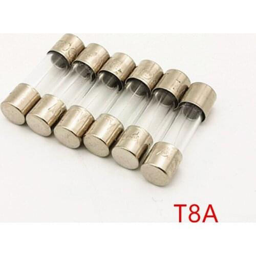 100 pcs/lot) T8A 250V 5 x 20mm Slow Blow Glass Tube Fuse,8 Amp