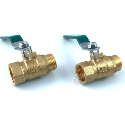 2pcs 1/2'' Male to Female Water Gas Oil with Lever Handle Copper Plumbing Tap Brass Ball Valve