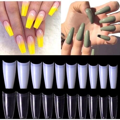 500Pcs/Pack Acrylic Fake Nail Clear Natural French False Nail Half Cover Nail Art Tips Artificial Press on Manicure False Nail