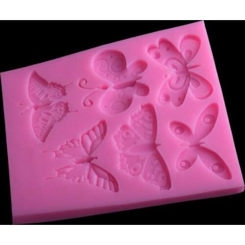 7 Cute Butterfly Fondant Silicone Mold, Cake Baking Mold, Jelly Pudding Mold