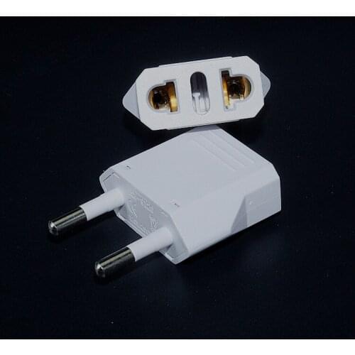 2x Travel Plug Adapter US USA, AU, EU to EU Euro Europe European Outlet Adapter Converter, White