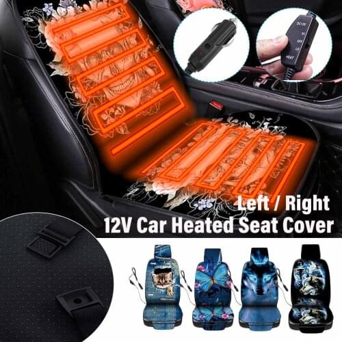 2pcs 12V Heated Car Seat Cover Automobiles Seat Covers Heating Protector Cushion Cashmere Electric Warmer Winter Animal