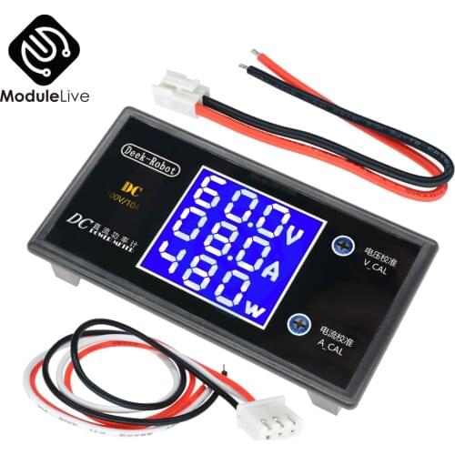 DC 0-100V 10A 1000W 12V 24V 36V LCD Digital Voltmeter Wattmeter Ammeter Voltage Current Power Meter Volt Detector Tester Monitor