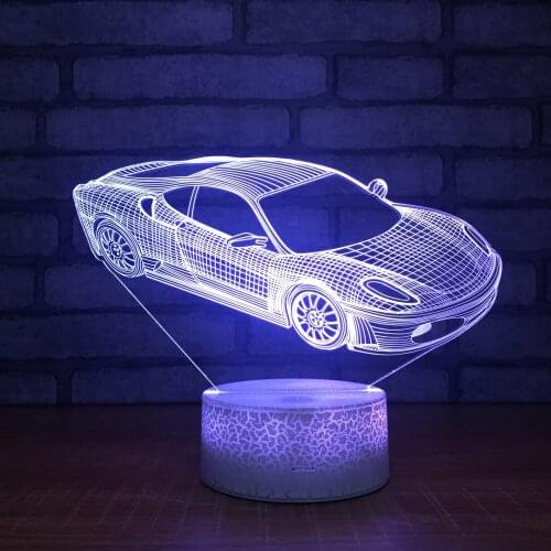 Colorful Night Light 7 Colors Remote Touch Sports Car Shape 3D LED Table Desk Lamp for Boys Gift Bedroom Desktop Decortion