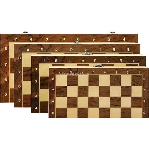Wooden Chess Set Folding Magnetic Large Board With 34 Chess Pieces Interior For Storage Portable Travel Board Game Set For Kid