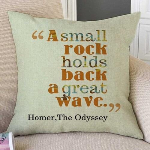Ancient Greek Poem Quotes Odyssey Iliad Poet Homer Odyssey Letter Print Home Decor Throw Pillow Case Cotton Linen Cushion Cover
