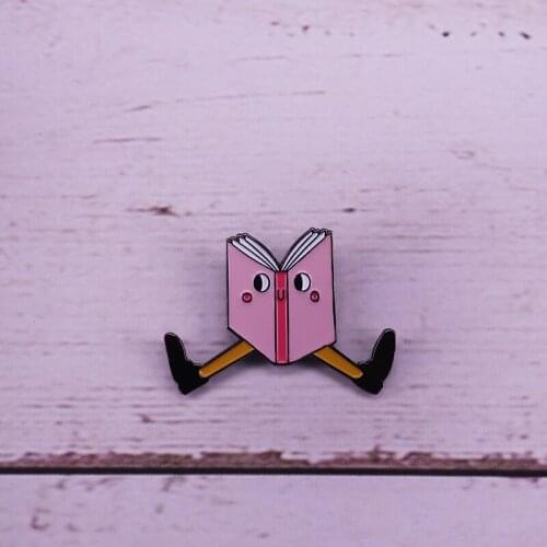 Book With Eyes And Legs Enamel Pin Cute Funny Reading Brooch Literature Badge