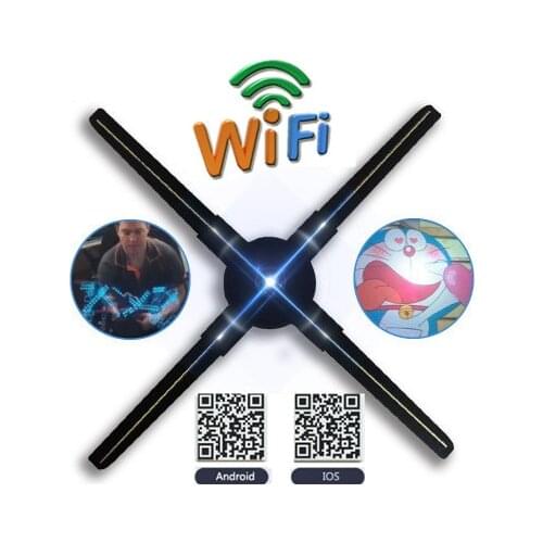 50CM Novelty Wifi RGB 3D LED Holographic Fan Sign Projector Hologram Player LED Display Advertising APP Control Gift for Men