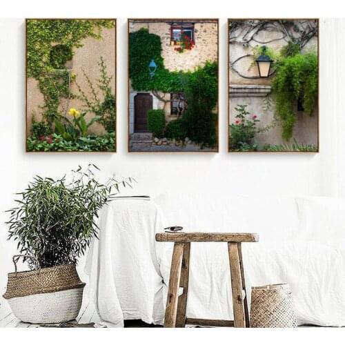 Country Style Decorative Canas Painting European Town Landscape Home Decoration Hotel Hanging Painting Wall Art Canvas Kitchen