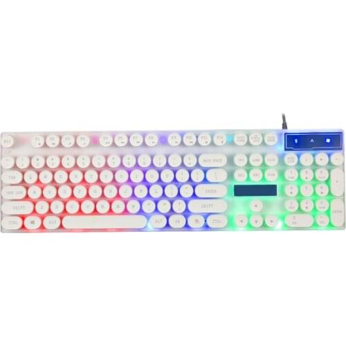 Rainbow LED Backlit Keyboard Comfortable Feel Round Keycap for Desktop Computer G6DD