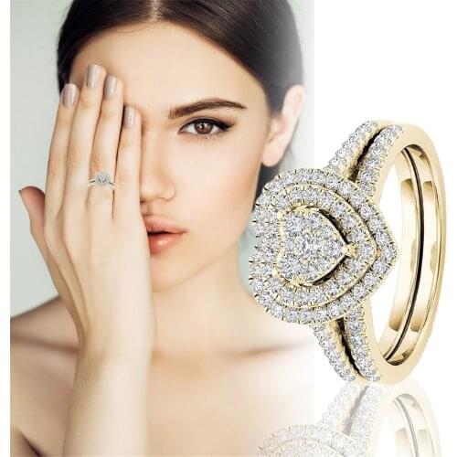 Full Diamond Love Shaped Ring Fashion Hollow Carving Diamond Ring Engagement Wedding Band Rings Bridal Jewelry Gift Dropship