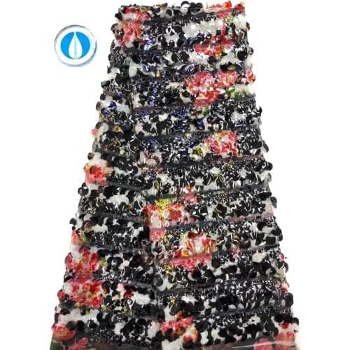 Beautiful French lace fabric 5yards embroidery sequins mesh gauze lace fabric fashion wedding dress lace D4193