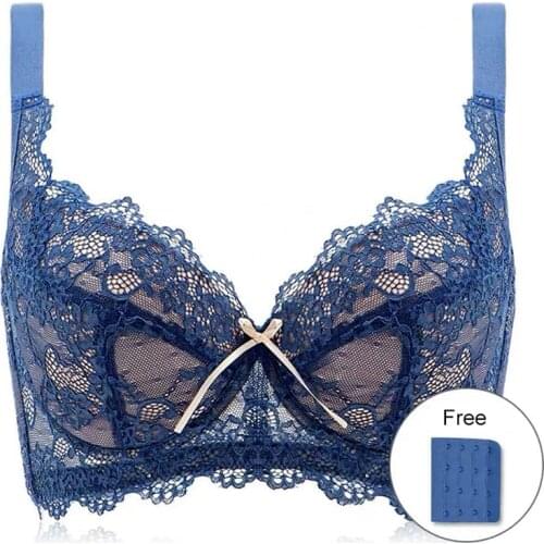 Lace Push Up Bra Womens Plus Size Non Padded Underwire Full Coverage Cotton Cups Minimizer Bras Female Lingerie 36 38 40 G H I J