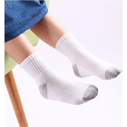 Terry Cotton Childrens Middle Tube Solid Color Socks Absorb Sweat Ventilate and Prevent Friction Suitable for 0-6-Year-old Baby