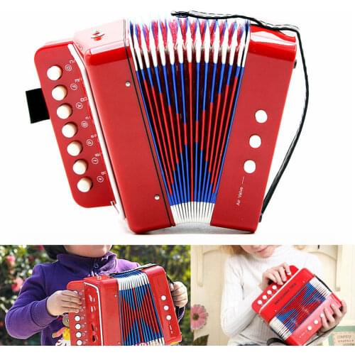 Mini Small Accordion 17-Key 8 Bass Educational Musical Instrument Rhythm Band Toy for Kids Children Gift