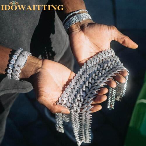 3 row cz 19mm big heavy 5A cz Miami cuban link chain choker necklace hip hop bling cubic zirconia women chunky cuban necklace